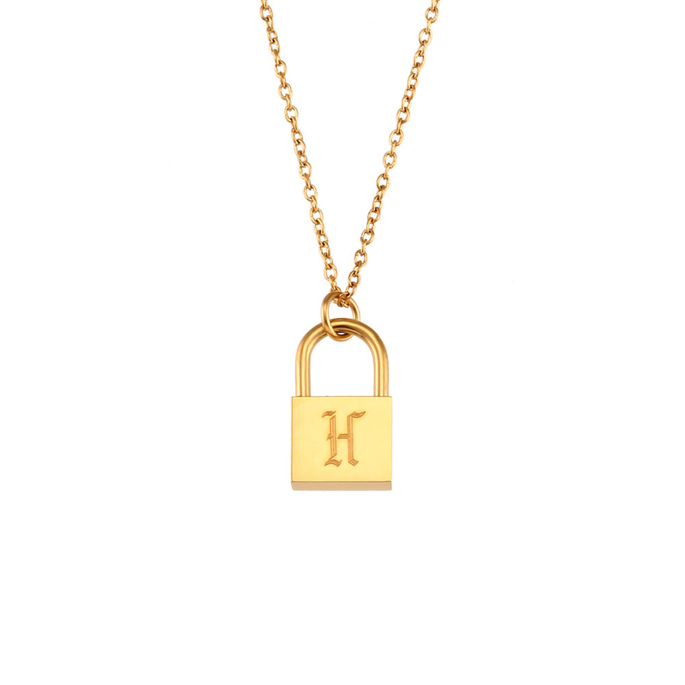 Wholesale hip-hop multi-layer stainless steel letter concentric lock necklace