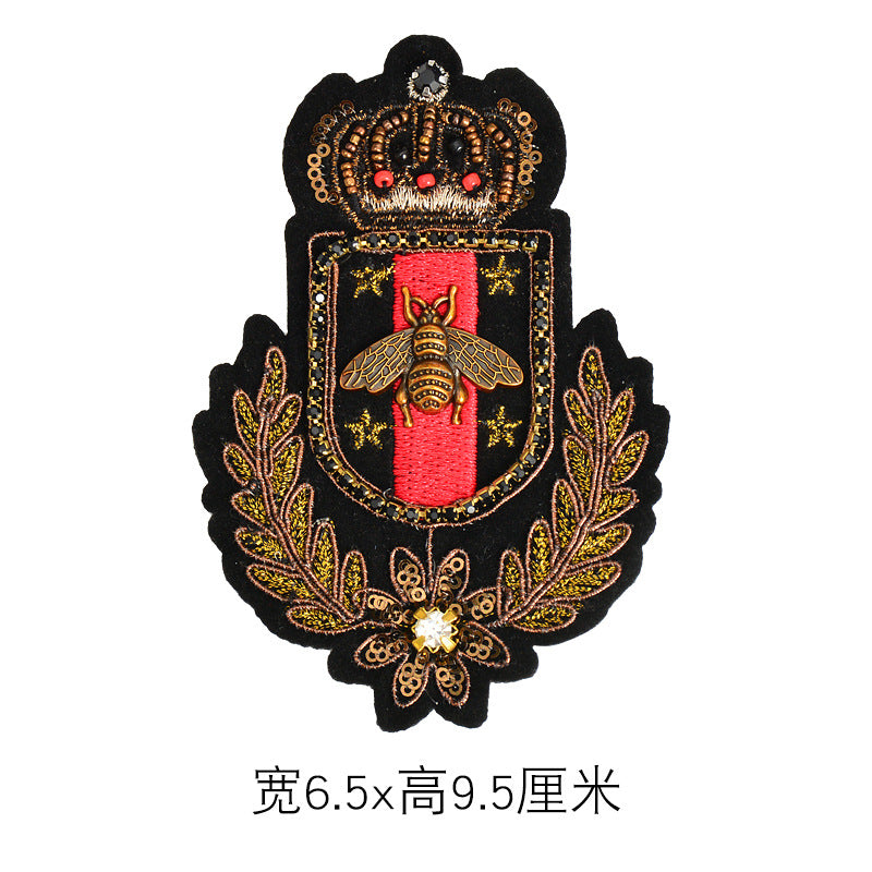 Wholesale Trendy Embroidered Beaded Bee Maple Leaf Shield Brooch Badge Pin For Women Clothing Bag Shoe Hat Decoration