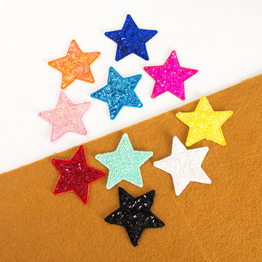 Wholesale Felt Sequined Five Point Star Patch Self Adhesive Applique For Clothing And Dance Costumes