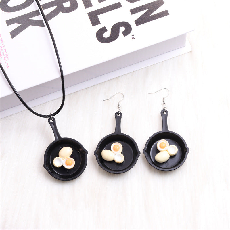 Wholesale Flat Bottomed Pot, Poached Eggs, Acrylic Earrings
