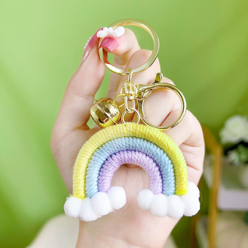 Wholesale Handmade Cotton Thread Woven Rainbow Keychain