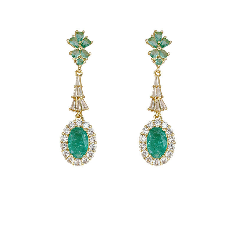 Wholesale Vintage emerald diverse shaped zircon earrings