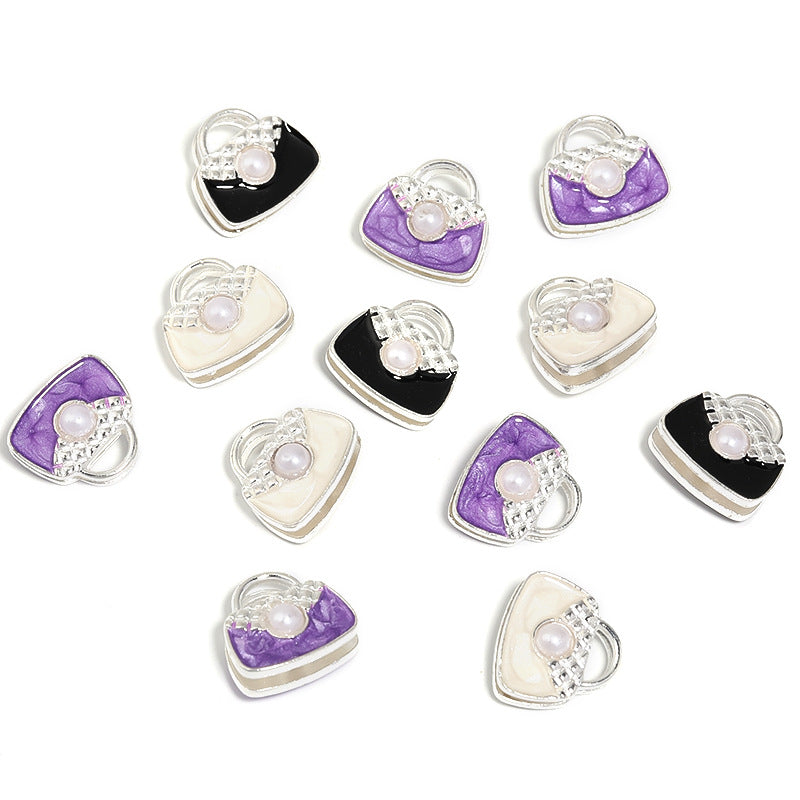 Wholesale 20pcs Heavy Double-sided Pearl Handbag Alloy Through-hole Diy Cute Beads