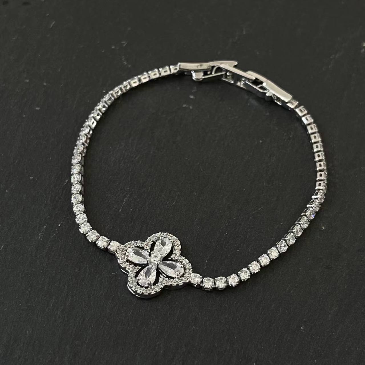 Wholesale Micropaved Zirconia Adjustable Copper Bracelet