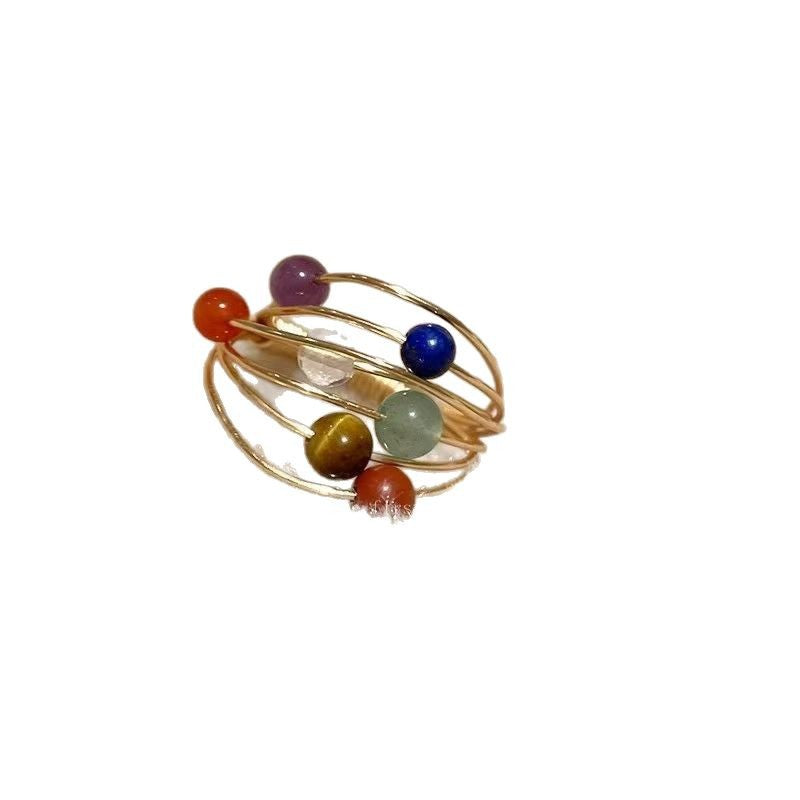 Wholesale Women's Retro Colored Tourmaline Planet Ring