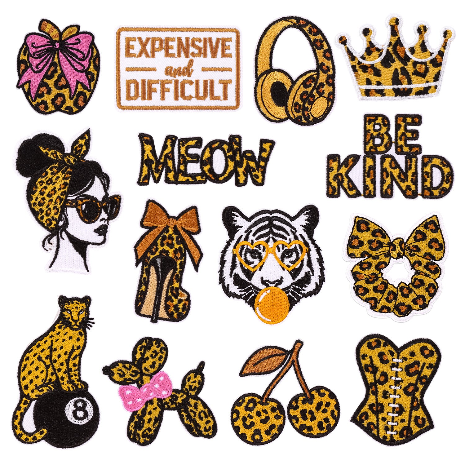 Wholesale Polyester Cotton Embroidered Leopard Patch Iron On Decorative DIY Applique For Clothes Bag Towel Fashion Accessory