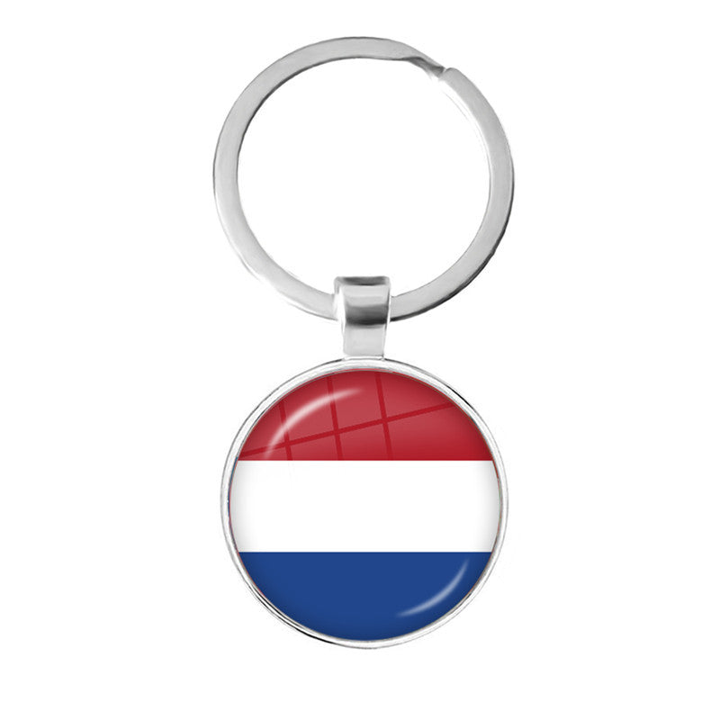 Wholesale Zinc Alloy National Flag Time Gem Keychain