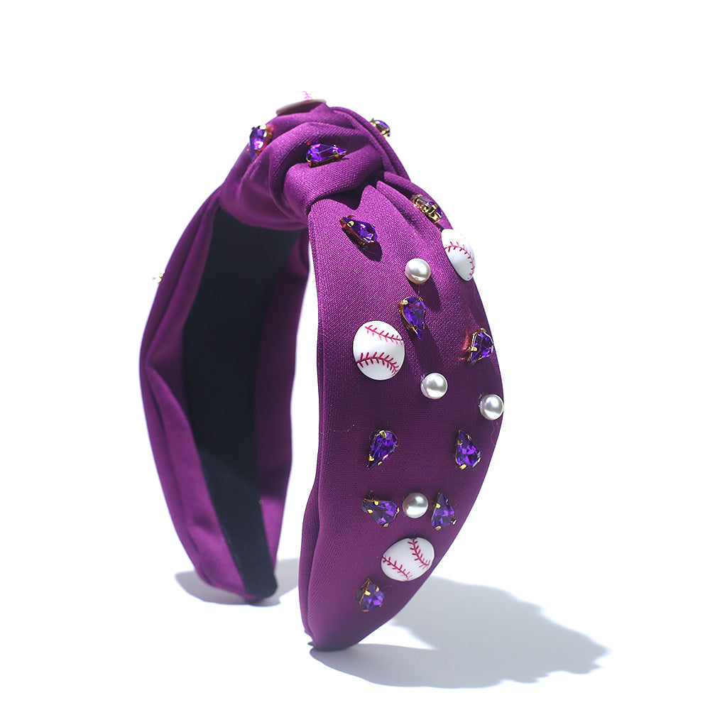 Wholesale Diamond-encrusted Baseball Wide-brimmed Fabric Headband