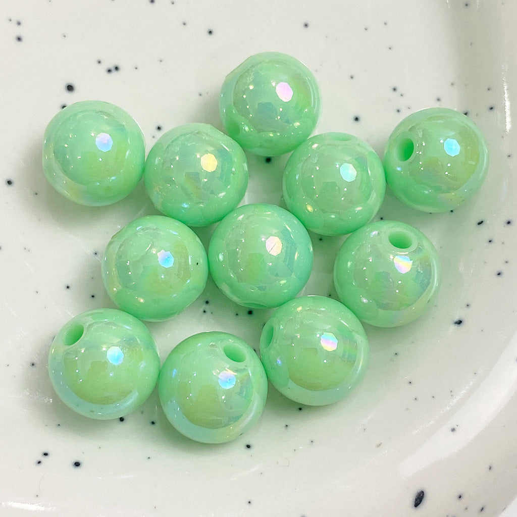 Al por mayor 30 piezas/paquete de cuentas redondas de color acrílico AB chapado