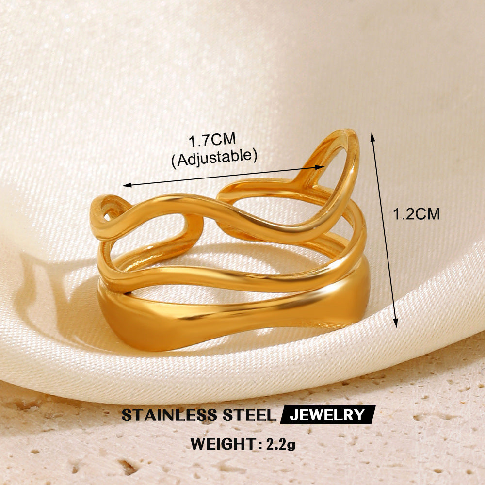 Wholesale Popular Stainless Steel Love Women's Personality Hip Hop Line  Ring