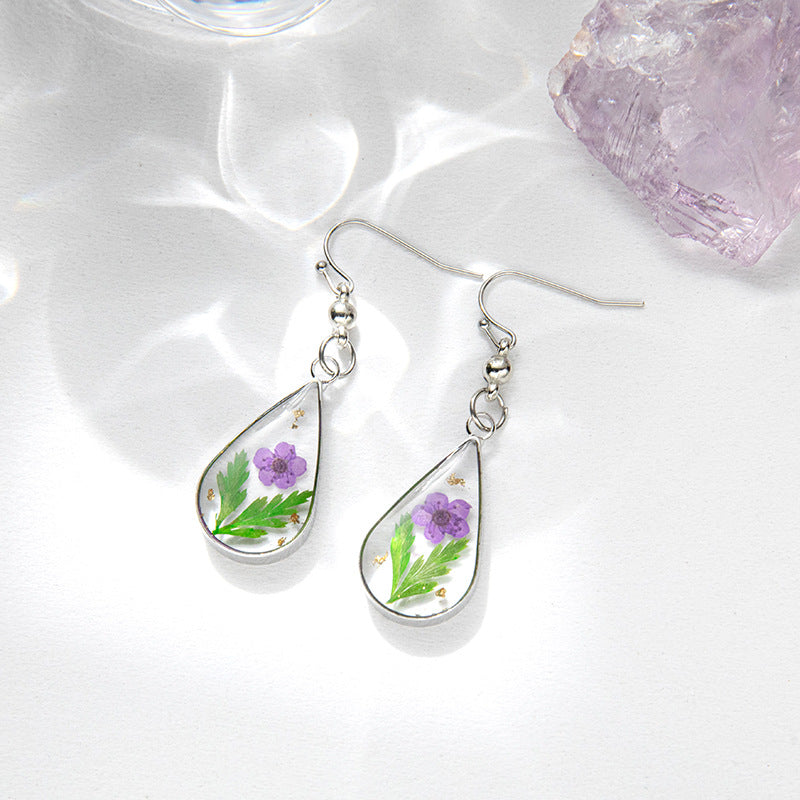 Wholesale 6pcs Fashion Teardrop-shaped Moonflower Dried Flower Earrings