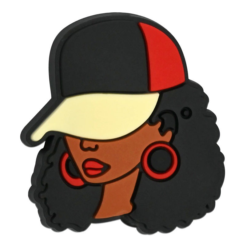 Wholesale Random 100pcs Black Girl Beaded PVC Soft Rubber Beads Focal Beads