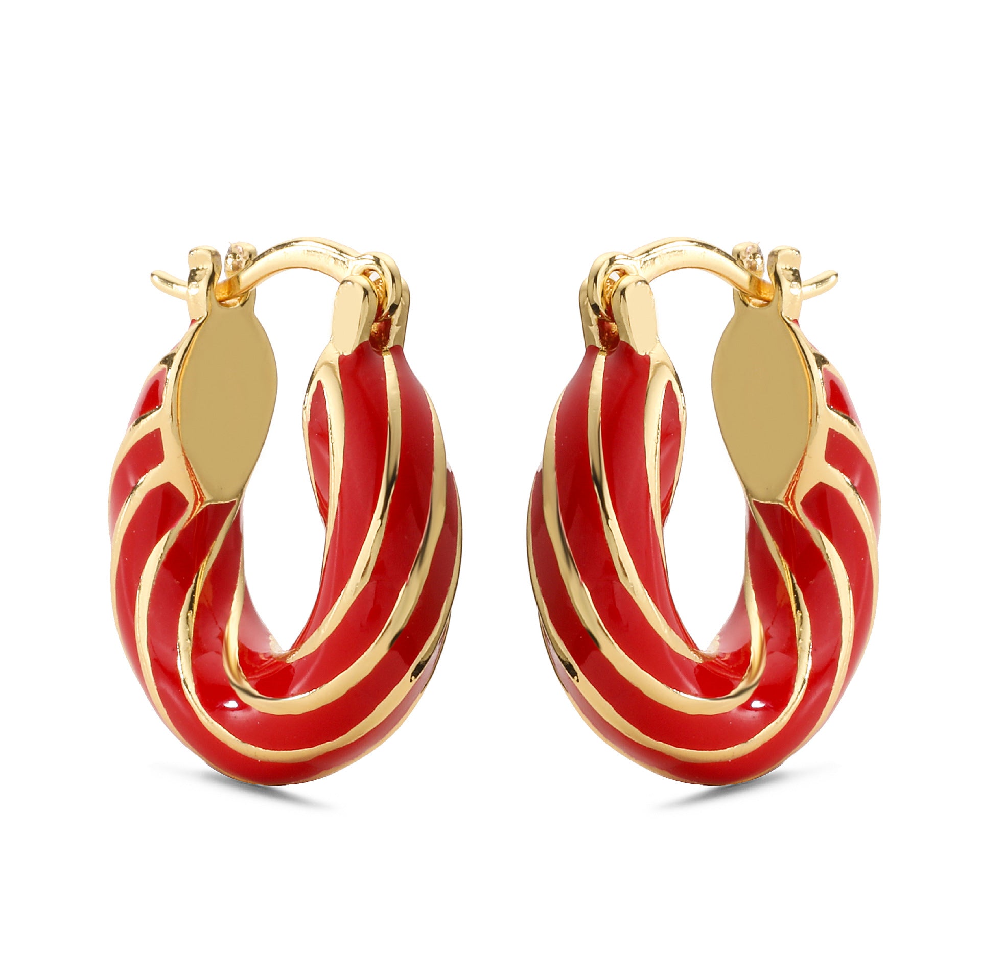 Wholesale Colorful Enamel Oil Dripping Spiral Pattern  Earrings