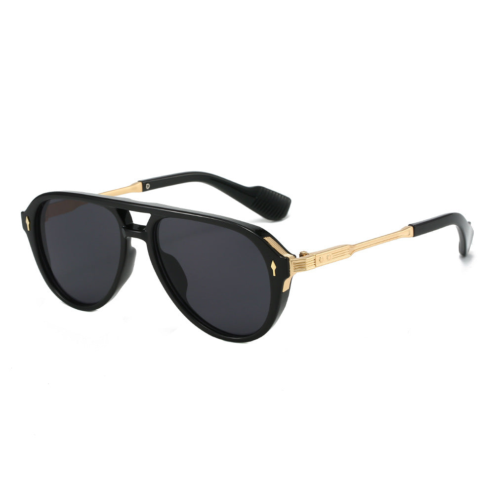 Wholesale Gold and plastic mixed double-beam toad sunglasses for men