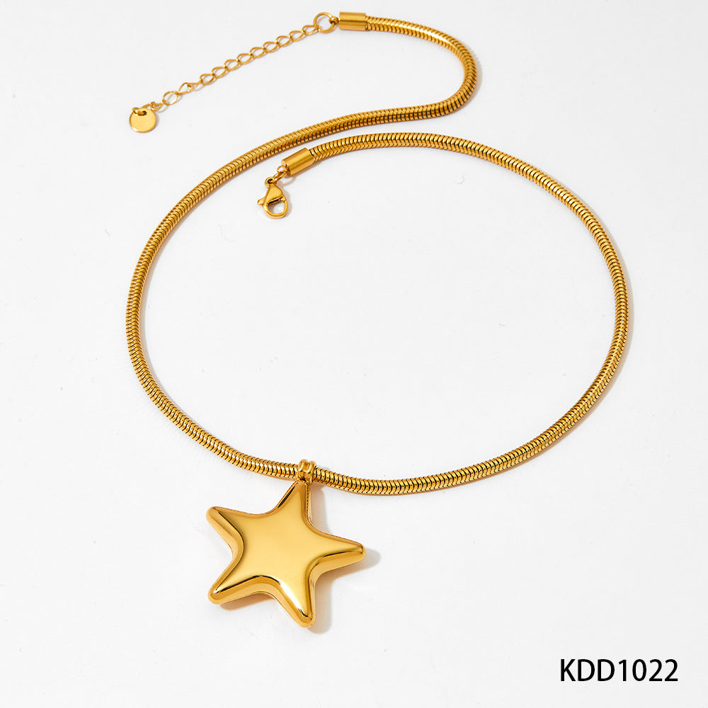 Wholesale of Large-sized Love Pentagonal Stainless Steel Necklaces
