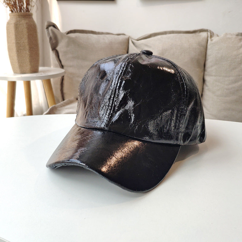 Wholesale Bright Color Baseball Caps Pu Leather Peaked Caps Hip-Hop  Trendy Hats