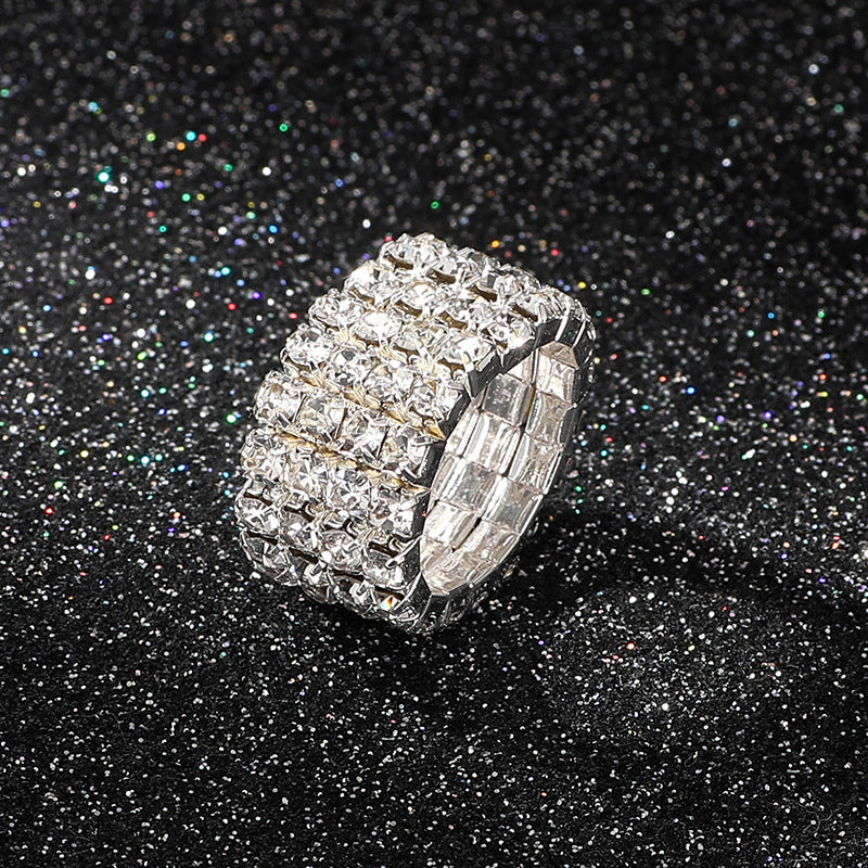 Wholesale multi row diamond rings Rhinestone Rings