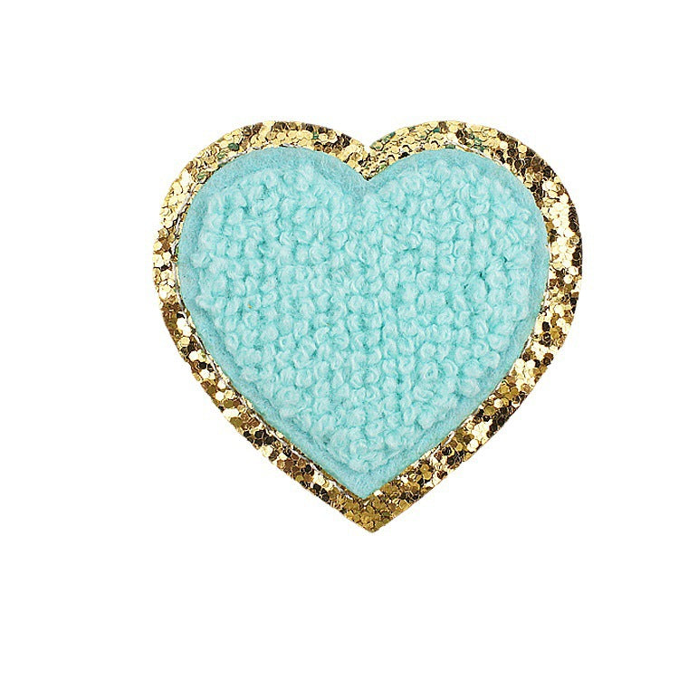 Wholesale Towel Embroidery Heart Glitter Patch Stylish Decorative Applique For Clothing Casual DIY Craft Supply