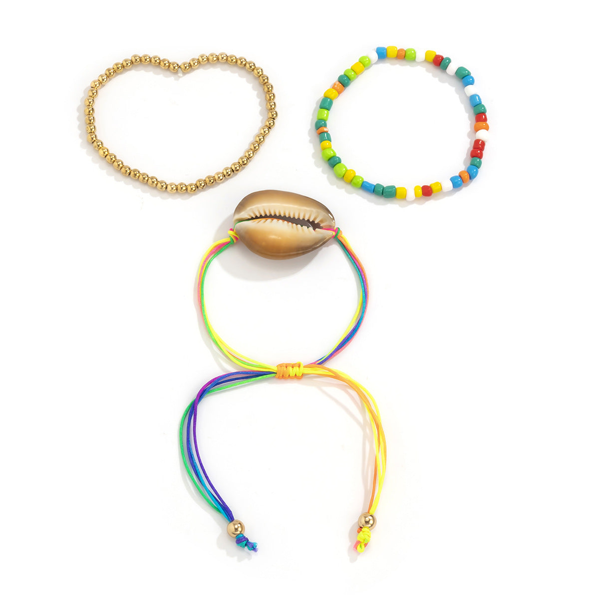 Wholesale Seashell Colorful Rice Beads Stretch Small Daisy Flowers Bracelet