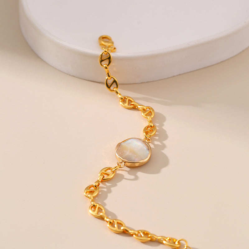 Wholesale Irregular Shell Bead Copper Bracelet