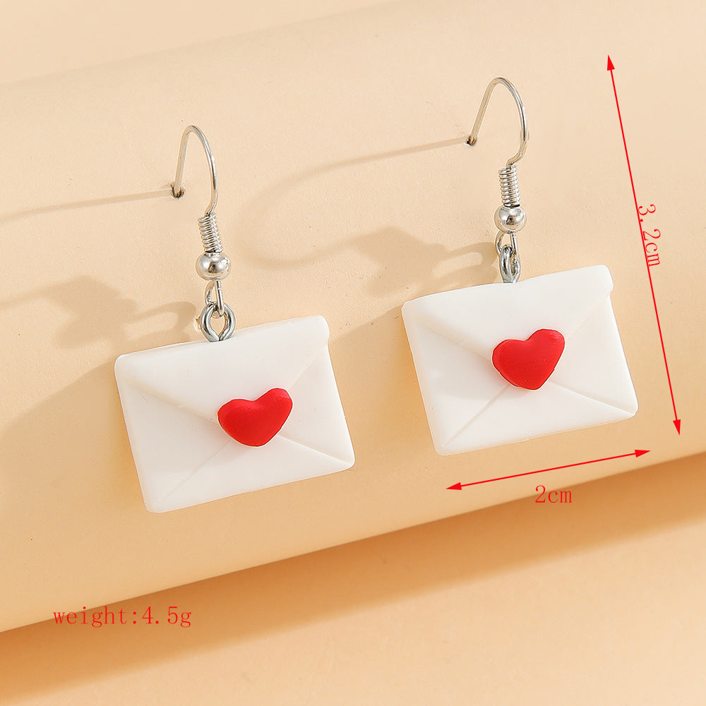 Wholesale Rose envelope Valentine' s Day soft ceramic earrings