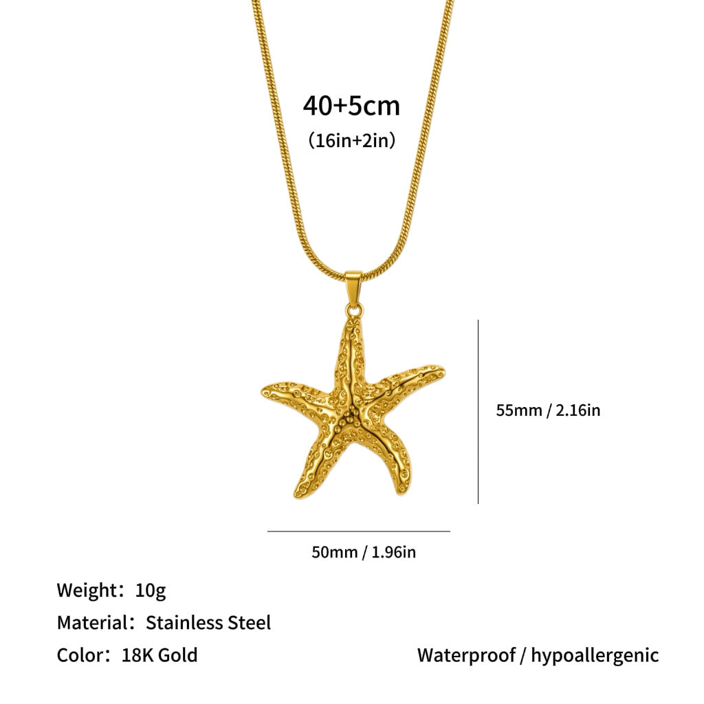 Wholesale Sun Starfish and Other Pendants Titanium Steel Necklace
