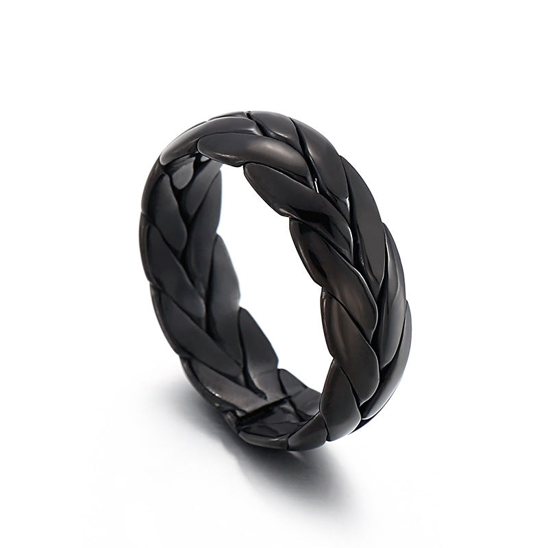 Wholesale Titanium Steel Gilded Leaf Texture Rings