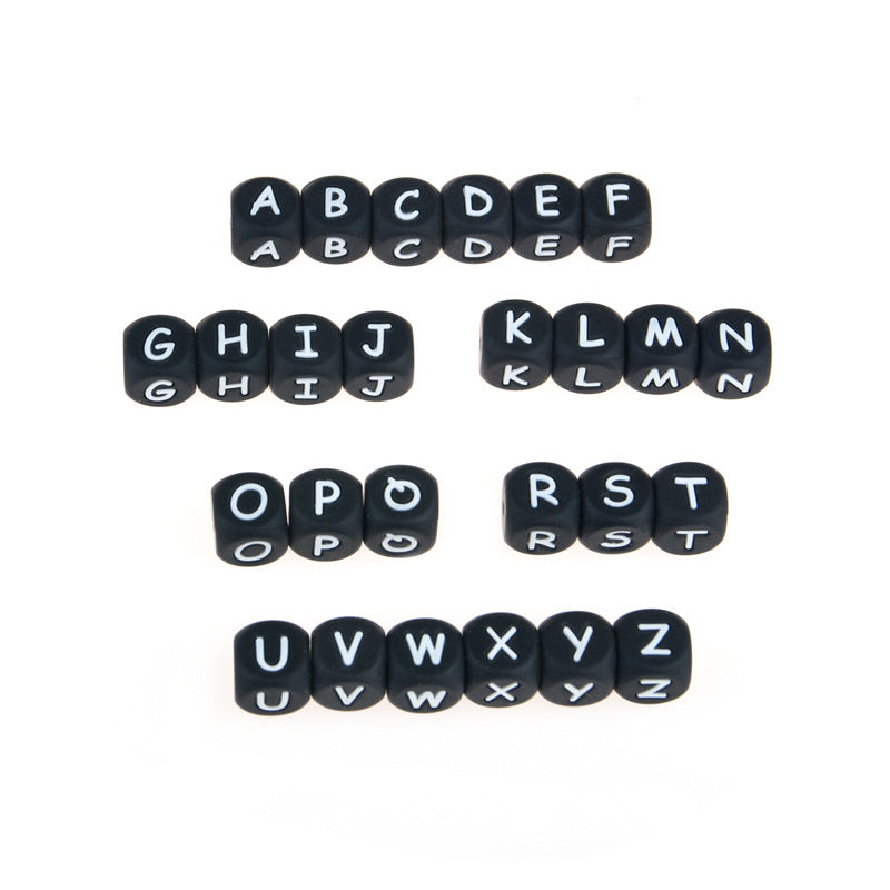 Wholesale 100pcs Silicone English Alphabet Beads 12MM Beads