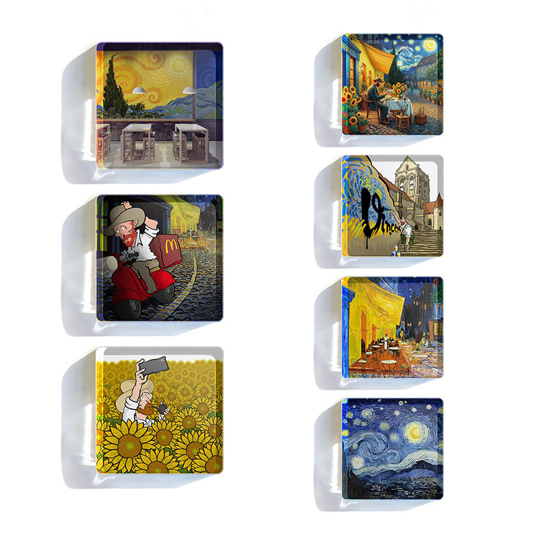 Wholesale oil painting series acrylic refrigerator magnets soft magnetic stickers