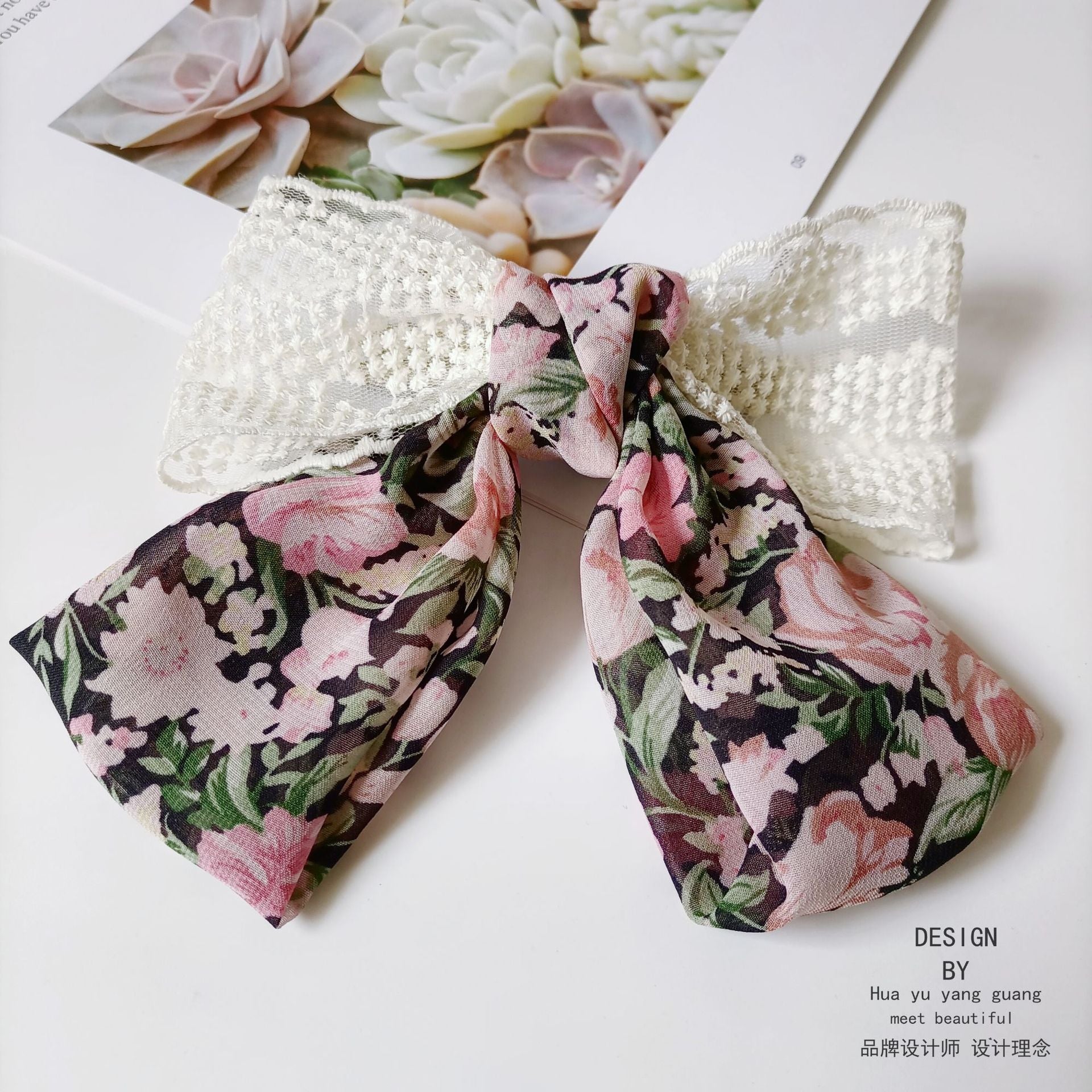 Wholesale Large Bow Chiffon Floral Head Clip