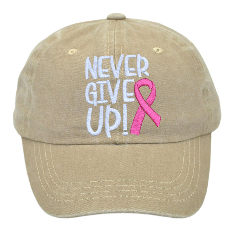 Wholesale Breast Ribbon Embroidery Washed Cotton Baseball Cap