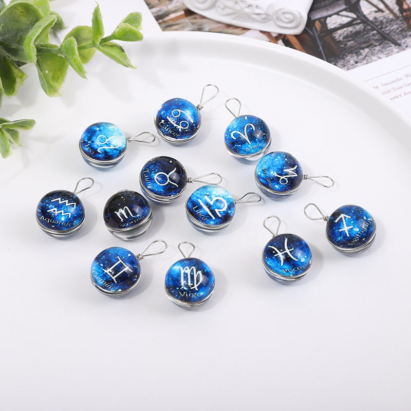 Wholesale Starry Sky Glowing Zodiac Sign Pendant Glass Forest System Fresh Clavicle Chain