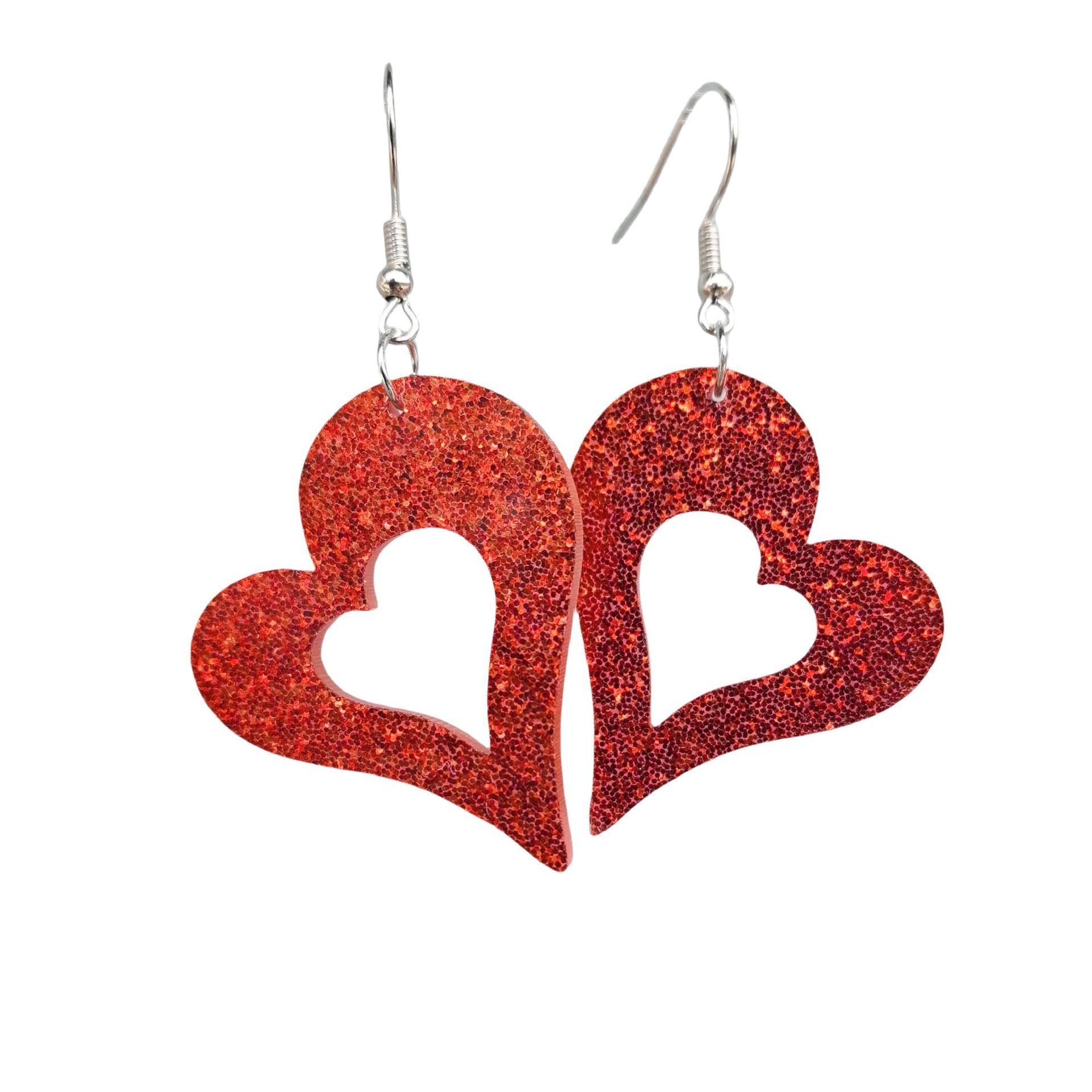 Wholesale Acrylic Valentine's Day Series Pink Red Sequins Love Simple Cute Sweet Peach Heart Pendant Earrings