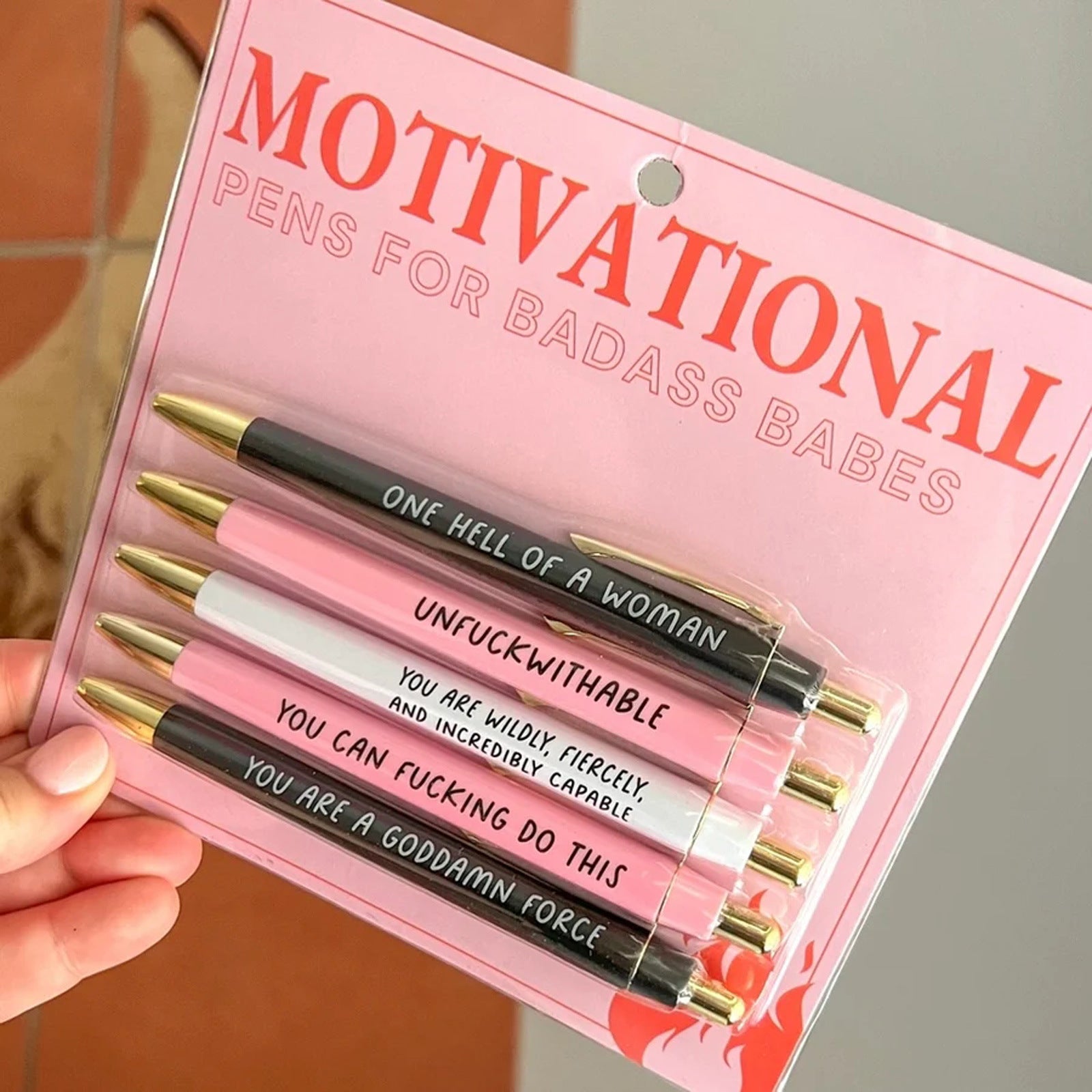 Wholesale Pens of 5 Plastic Motivational Writing Pens Per Set
