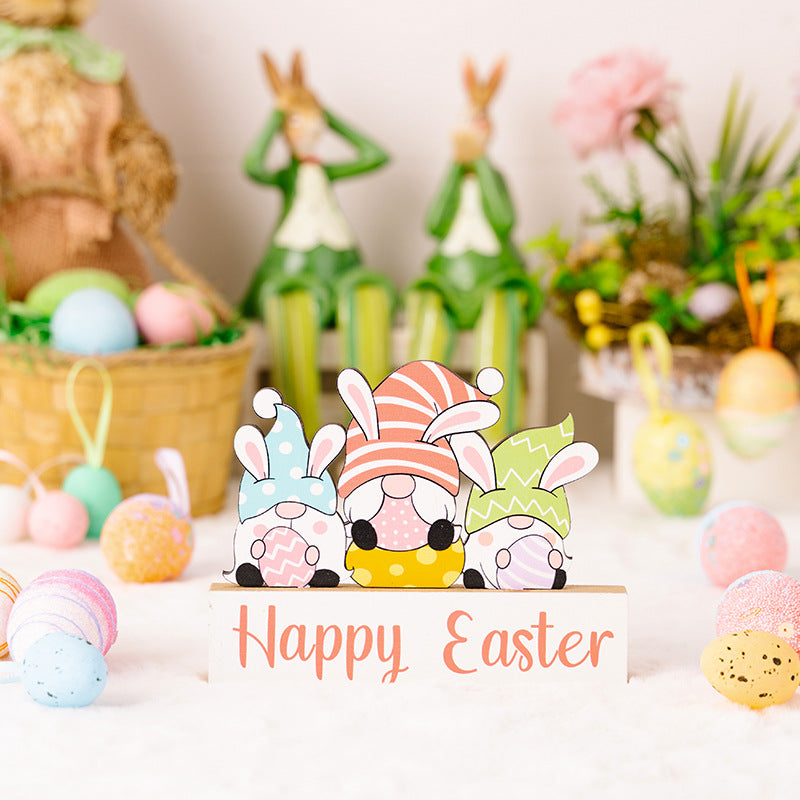 Wholesale of Easter Bunny Floral Wooden Decorations