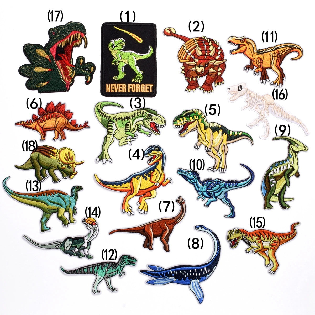 Wholesale Stylish Dinosaur Embroidered Patches Cartoon Animal Cloth Sew On Badges For Clothing Boutique Resale