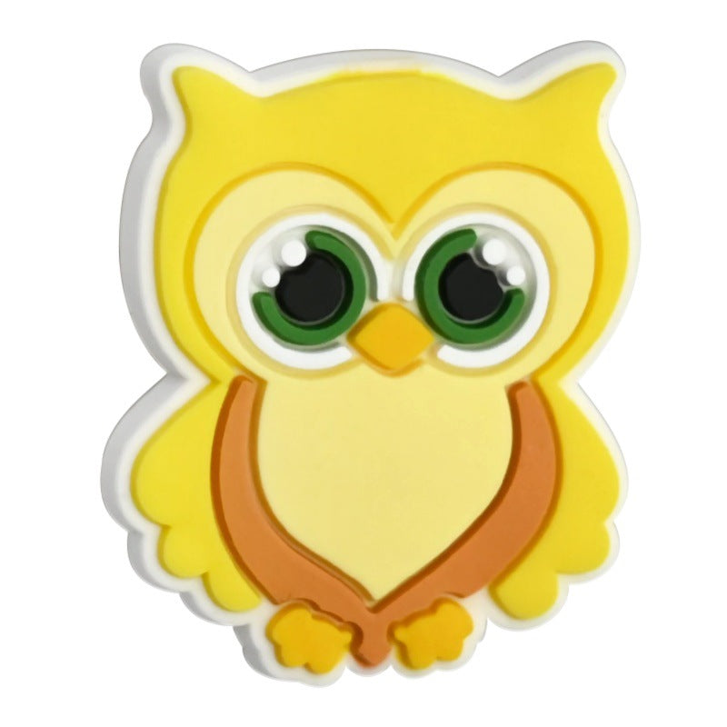 Wholesale Random 100pcs Cute Owl Ballpoint Pen Bead Decoration DIY PVC Soft Rubber Beads