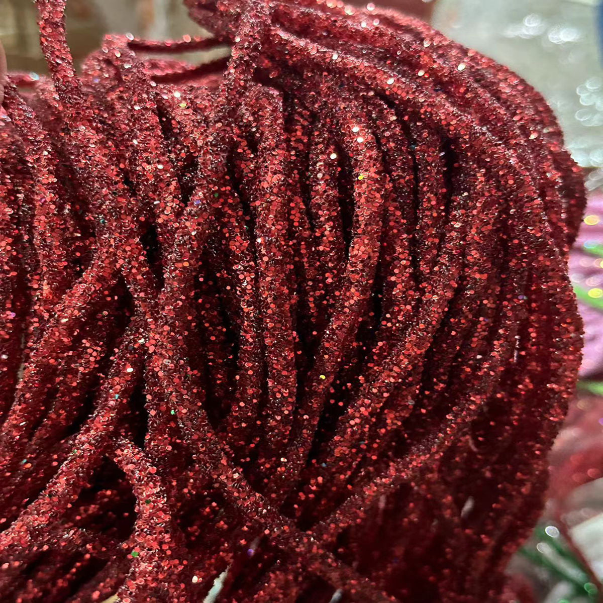 Wholesale  Diy seven-color sequin drill pipe glitter powder rope with rubber hose rainbow shoes and hats drill decorative rope jewelry