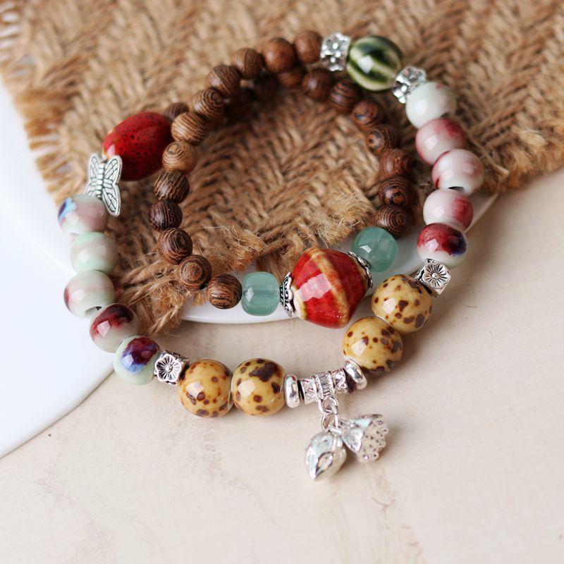 Aleación al por mayor nueva pulsera de cerámica de doble anillo de estilo chino