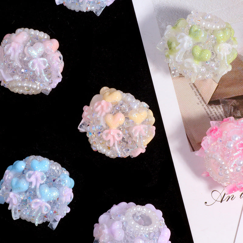 Wholesale 6pcs/pack Flash sand polymer clay straight hole loose beads DIY accessories