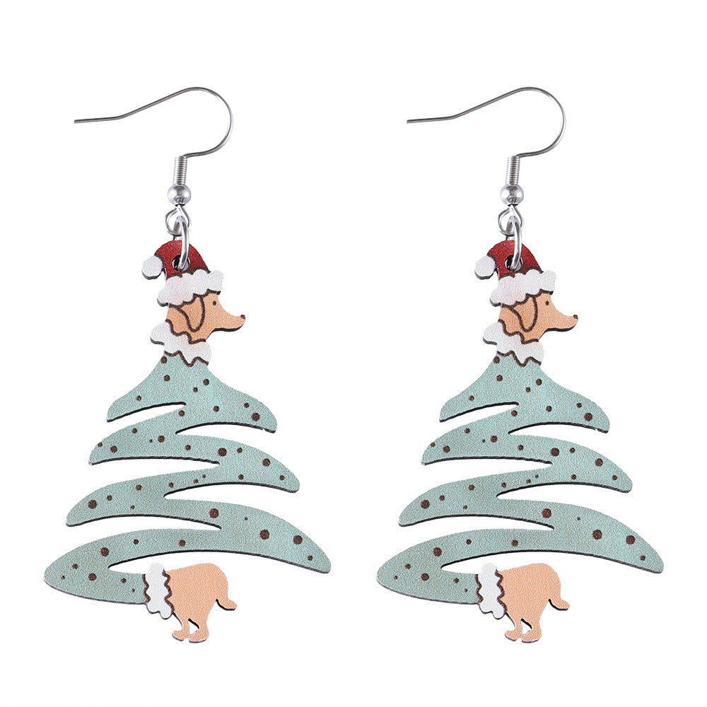 Wholesale Christmas dog Christmas tree pendant earrings