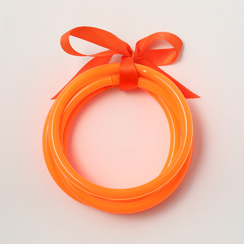 Wholesale Silicone PVC Tube Gold Foil Fluorescent Color System Bracelet