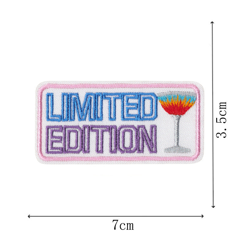 Wholesale Stylish Bar Theme Embroidered Patches Embroidery Thread Set Of 16 Cartoon Letter Badges For et DIY Scrapbook Fashion Accessory