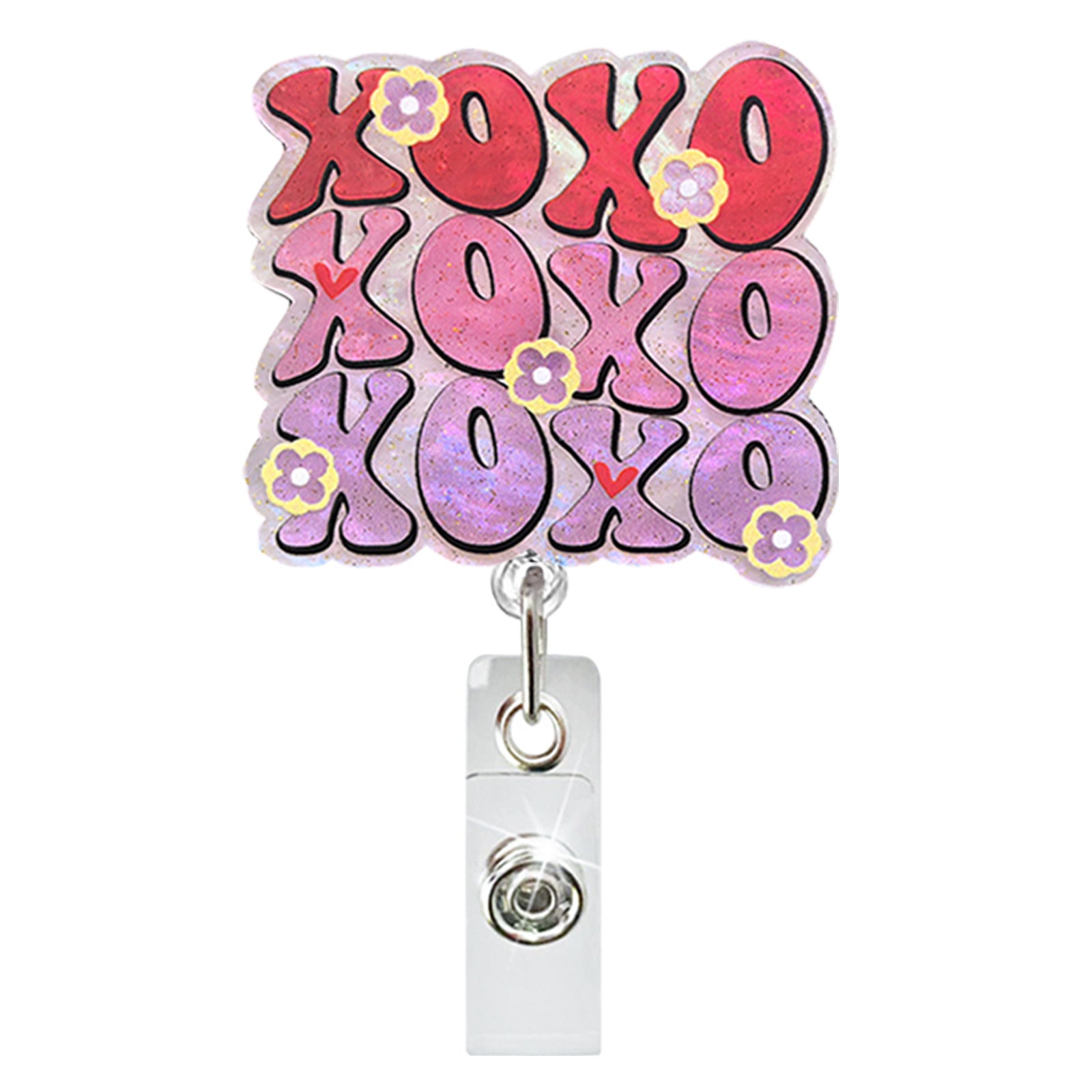 Wholesale New Acrylic Valentine' s Day Love Retractable Rotating Badge Reel Medical