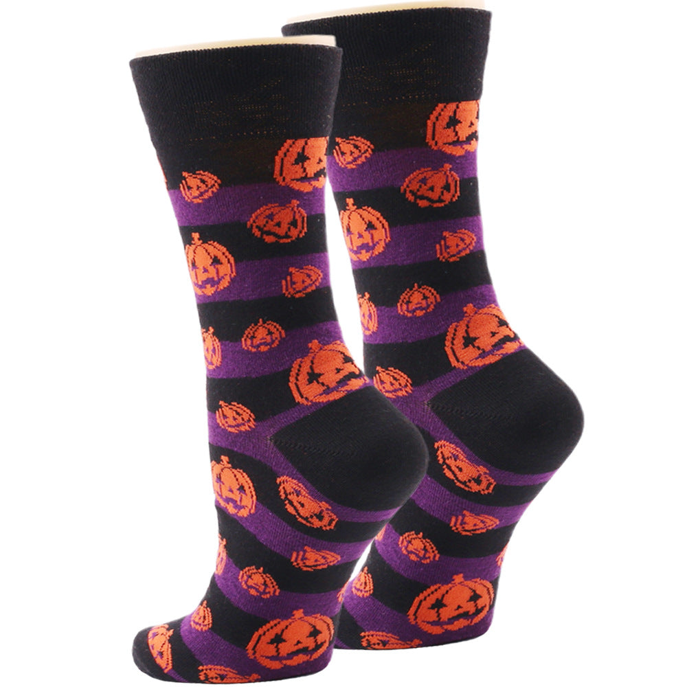 Wholesale Halloween Pumpkin Devil Mid-calf Cotton Socks