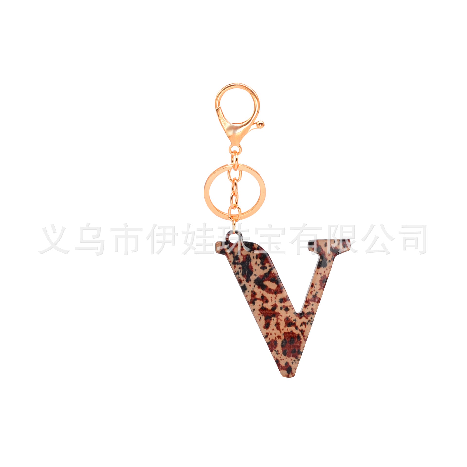 Wholesale  26 letters complete  Acrylic leopard print letter keychain