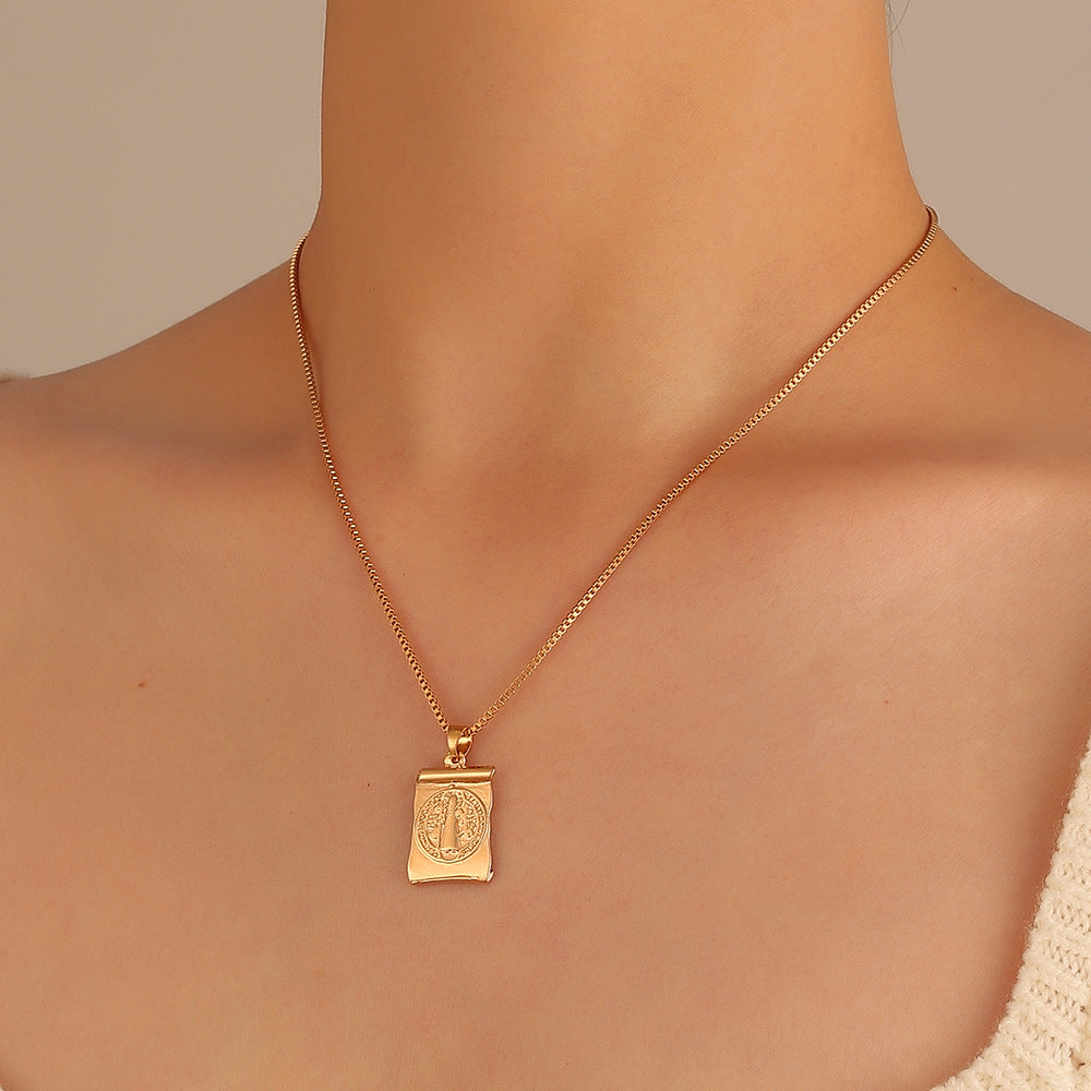 Wholesale Cracked Pine Stone Bohemian Snail Peach Heart Pendant Necklace