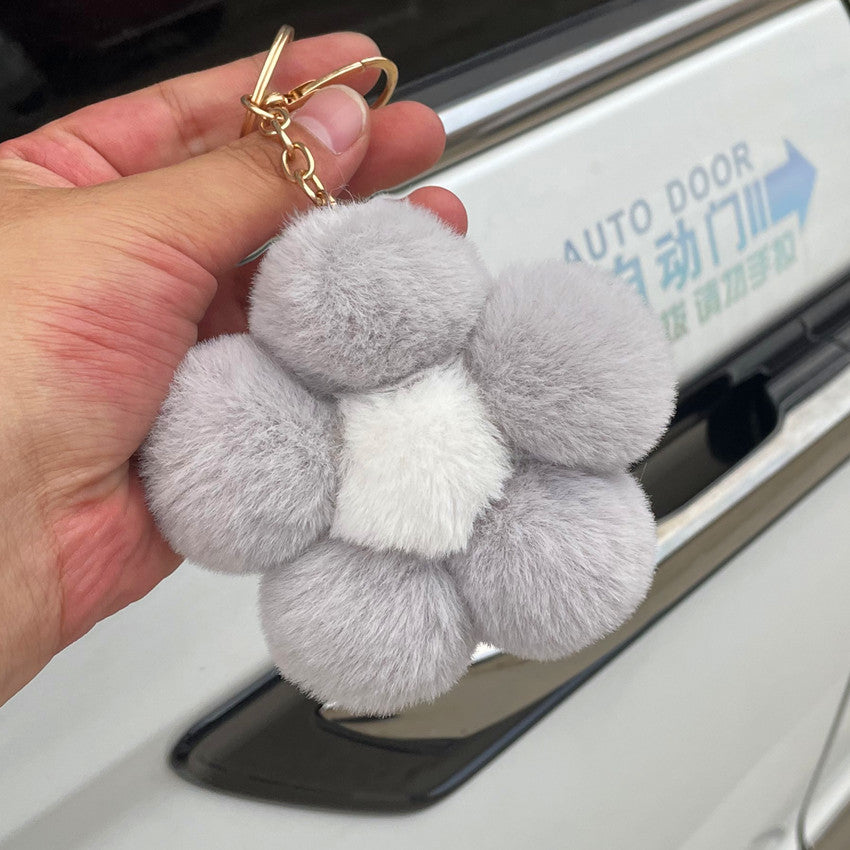 Wholesale Hairball Flowers Cute Plush Keychain