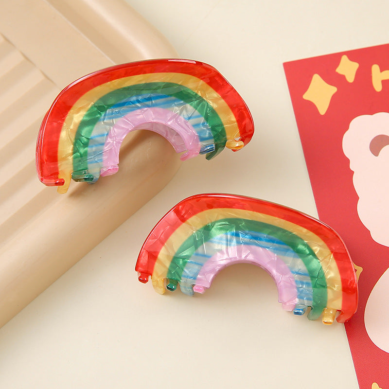 Wholesale Stylish Rainbow Shark Hair Clip Acrylic Cute Hair Gripper For Girls Everyday Styling Boutique Resale