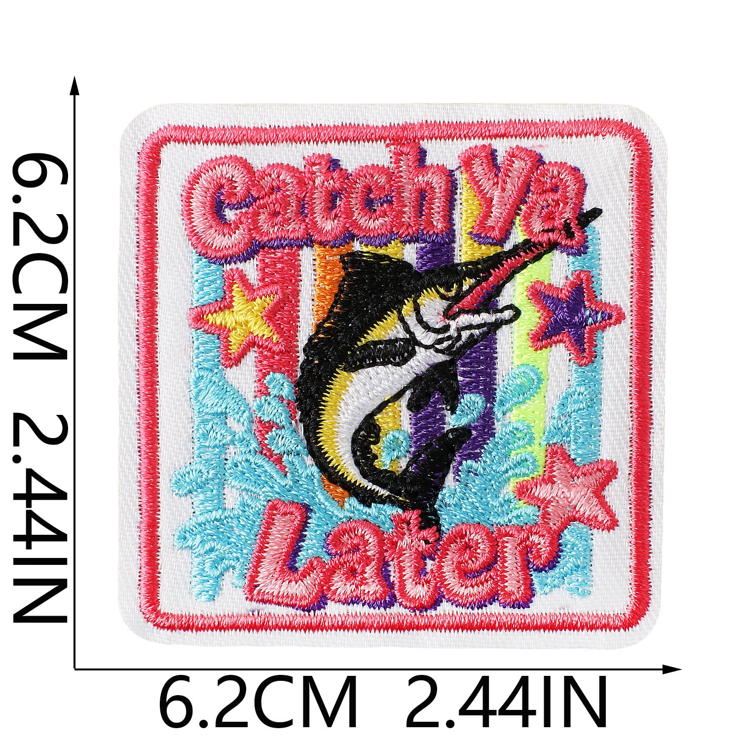 Wholesale Fishing Themed Embroidered Iron On Patch Polyester Thread DIY Patch For Outdoor Clothing Bags And Hats